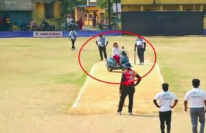 क्रिकेट की भीड़ में फंसी पति की कार, गुस्से में स्कूटी लेकर पिच तक पहुंची महिला